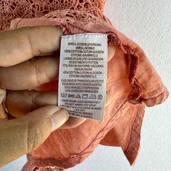 Free People Dress Womens 4 Small Sunrise Distress Tie Dye Boho Cottage Ruffle - Picture 10 of 13